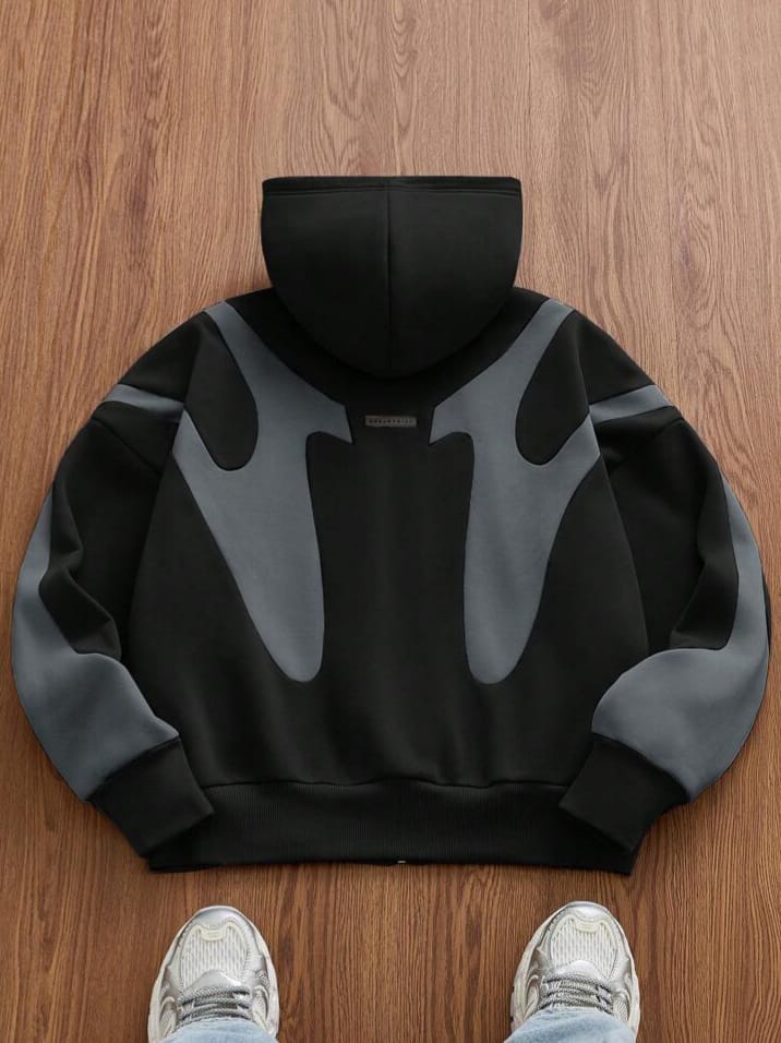 URBAN-UNCLE Men's Knit Casual Unique Color Combination Loose Fit Hoody